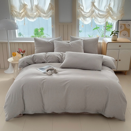 91家纺网 家纺一手货源 找家纺 （总）梦精灵家纺 2025新款全棉色织水洗棉四件套纯棉床单被套罩学生宿舍三件套