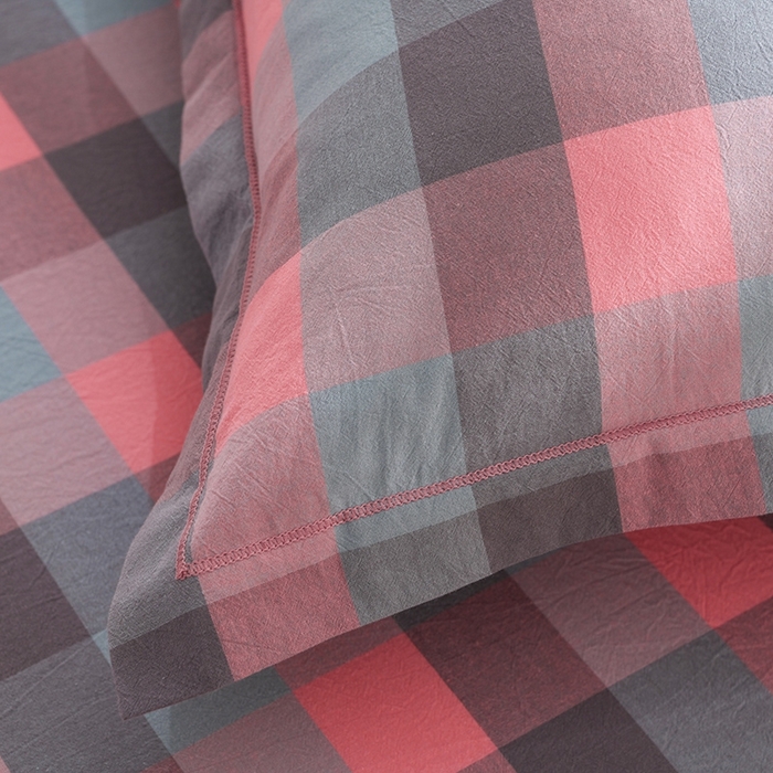 91家纺网 家纺一手货源 找家纺 润淳家居 2025新款A类全棉水洗棉四件套三件套 粉灰 中格