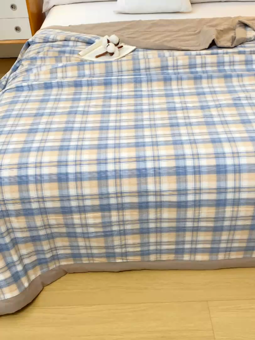 91家纺网 家纺一手货源 找家纺 美梦之都2025新款A类色织水洗棉夏被新疆棉花被空调被夏凉被被子被芯 贝拉-咖