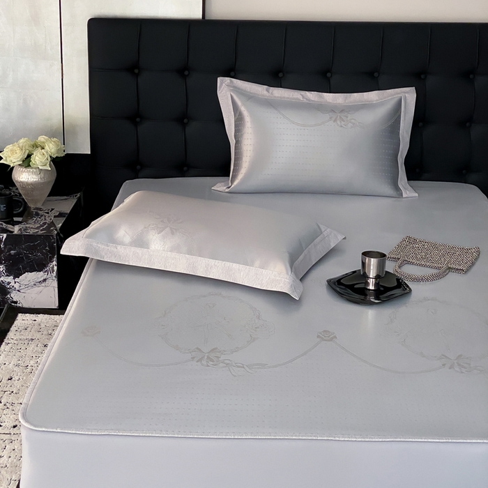 91家纺网 家纺一手货源 找家纺 由有家居 2025新款A类轻奢高精密7A抗菌色织可水洗冰丝床笠款凉席三件套 华尔兹