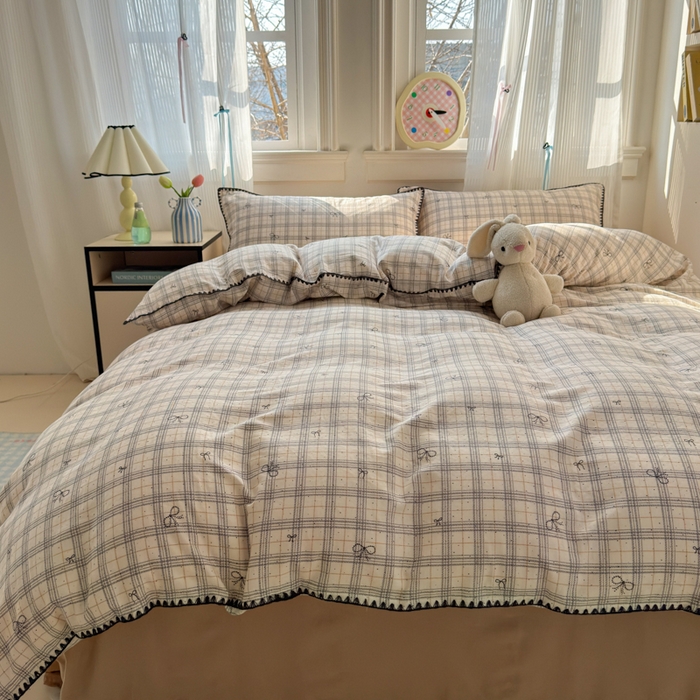 91家纺网 家纺一手货源 找家纺 （总）淑女公社家纺 2025春夏新款 贝壳边双层纱套件