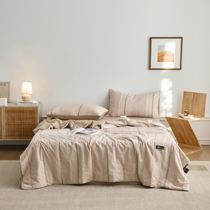 91家纺网 家纺一手货源 找家纺 2025新款原创侘寂系列全棉夏被-夏被四件套 瑞系蜜粉