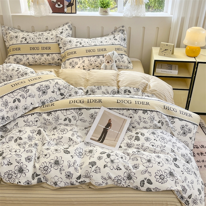 91家纺网 家纺一手货源 找家纺 （总）大吉 2025新款100全棉纯棉喷气小清新被套四件套纯棉三件套床笠四件套单被套单枕套