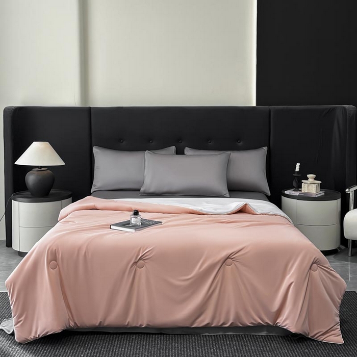 91家纺网 家纺一手货源 找家纺 子由家居 2025新款锦纶凉感大豆纤维夏被被子被芯 即刻凉感-浅豆沙