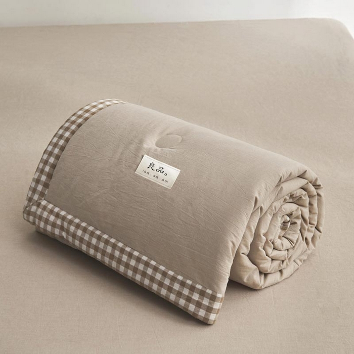 91家纺网 家纺一手货源 找家纺 （总）子由家居 2025新款水洗棉棋盘格织标大豆纤维夏被被子被芯