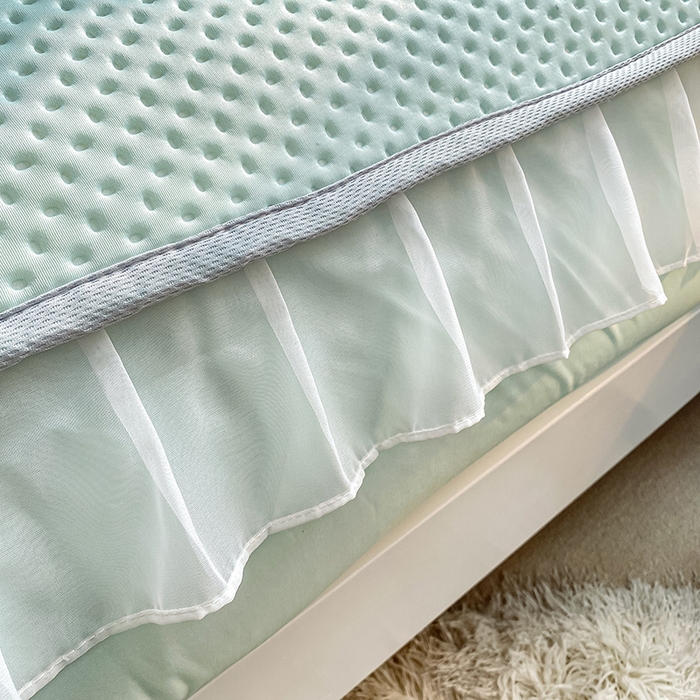 91家纺网 家纺一手货源 找家纺 眠势力 2025新款华夫格花边床笠豆豆凉席款夏季凉感床垫保护套 （提供买家秀） 青春绿