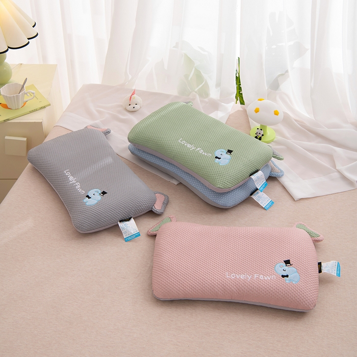 91家纺网 家纺一手货源 找家纺 芯洲 2025新款凉豆豆儿童学生枕卡通小象枕芯荞麦枕 魔术小象-灰  28*48cm