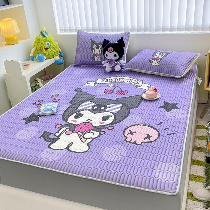 91家纺网 家纺一手货源 找家纺 米帛家纺2025新款大版三丽鸥乳胶凉席-绑带款 圆点库洛米