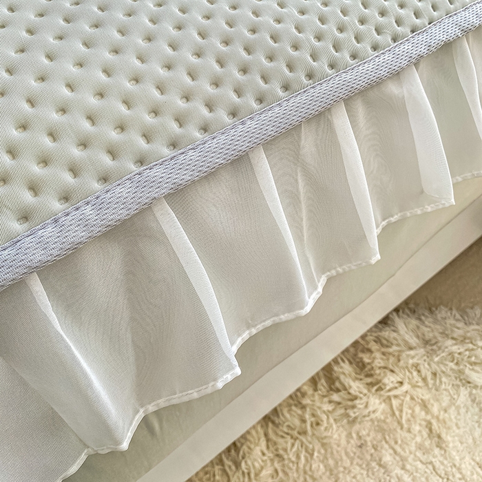 91家纺网 家纺一手货源 找家纺 眠势力 2025新款华夫格花边床笠豆豆凉席款夏季凉感床垫保护套 （提供买家秀） 杏子灰