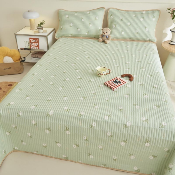 91家纺网 家纺一手货源 找家纺 子由家居 2025新款纯棉印花夹棉床盖 棉花被-新疆棉