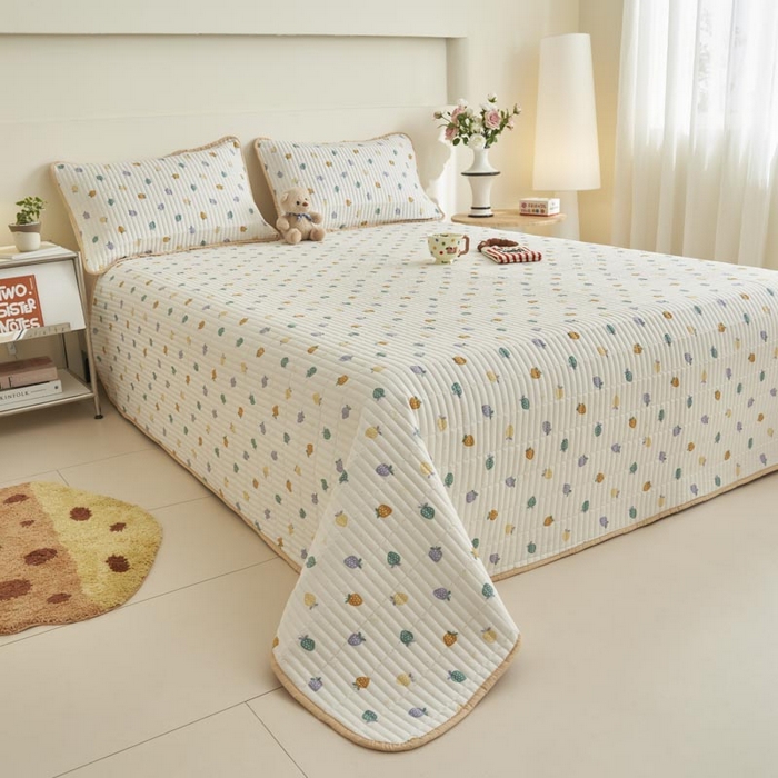 91家纺网 家纺一手货源 找家纺 子由家居 2025新款纯棉印花夹棉床盖 棉花被-丰收