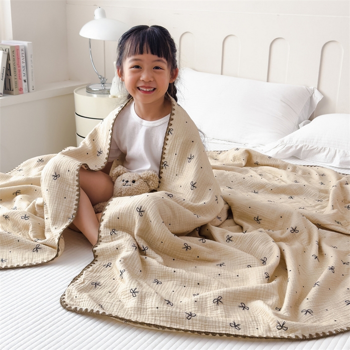 91家纺网 家纺一手货源 找家纺 （总）五月家纺 2025新款A类全棉双层纱布毯夏被毯盖毯双层纱浴巾毯