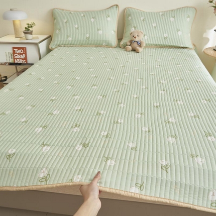 子由家居 2025新款纯棉印花夹棉床盖 棉花被-新疆棉