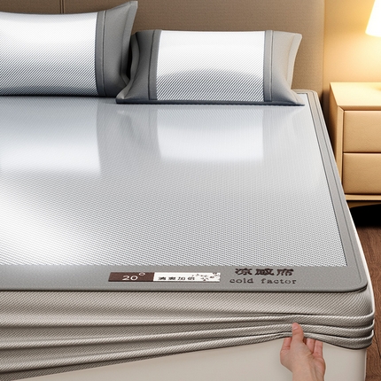 莱轩席业 2025新款轻柔丝凉席冰丝席-凉感席 高级灰-床笠