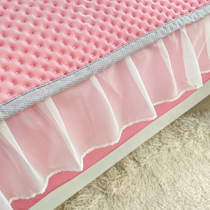 91家纺网 家纺一手货源 找家纺 眠势力 2025新款华夫格花边床笠豆豆凉席款夏季凉感床垫保护套 （提供买家秀） 紫豆沙