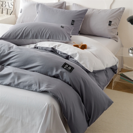 91家纺网 家纺一手货源 找家纺 （总）798家纺 2025新款全棉双拼纯色良品四件套