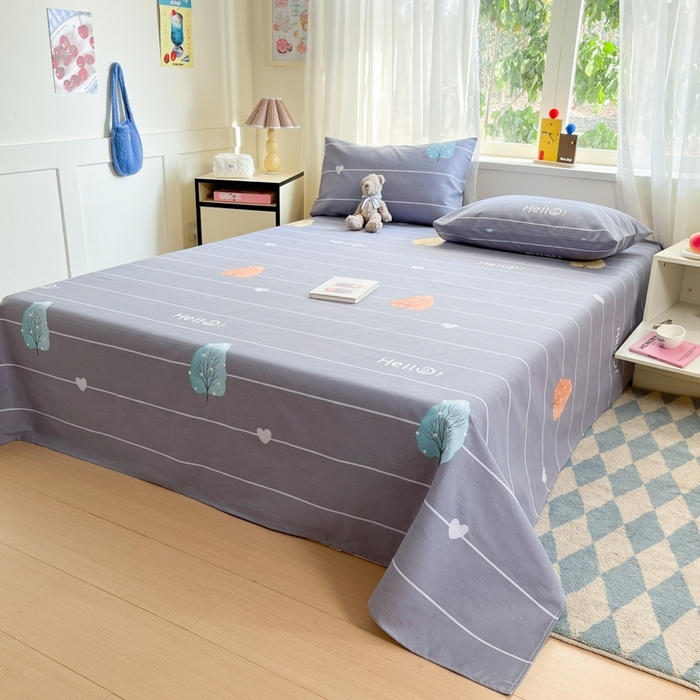 91家纺网 家纺一手货源 找家纺 莱通2025新款原棉老粗布床单 树漫漫