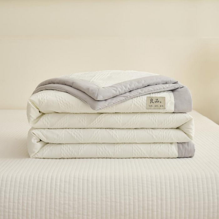 91家纺网 家纺一手货源 找家纺 子由家居 2025新款针织菱形格提花大豆被被子被芯 菱形格-浅灰