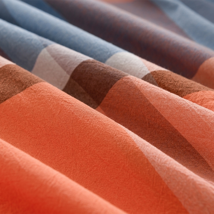 91家纺网 家纺一手货源 找家纺 润淳家居 2025新款A类全棉水洗棉四件套三件套 爱丁堡 桔