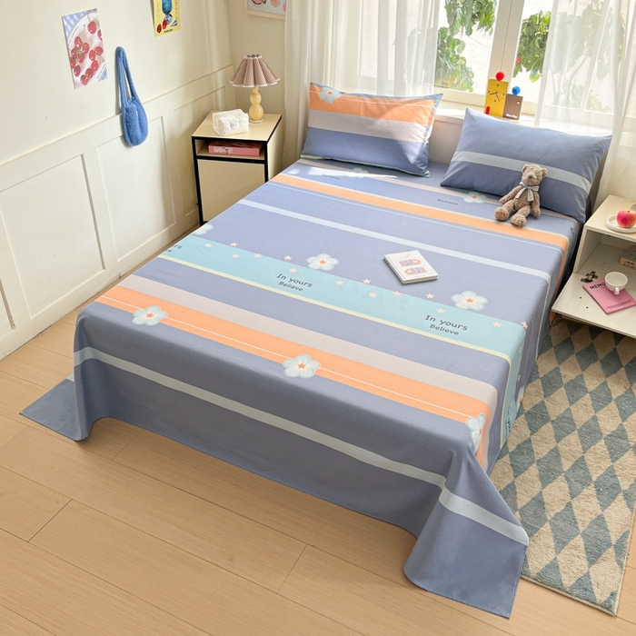 91家纺网 家纺一手货源 找家纺 莱通2025新款原棉老粗布床单 时尚花都