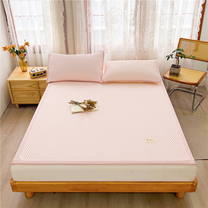 91家纺网 家纺一手货源 找家纺 喜居 2025新款无印风豆豆席宽边平席冰豆豆凉豆豆凉席 浅妃粉