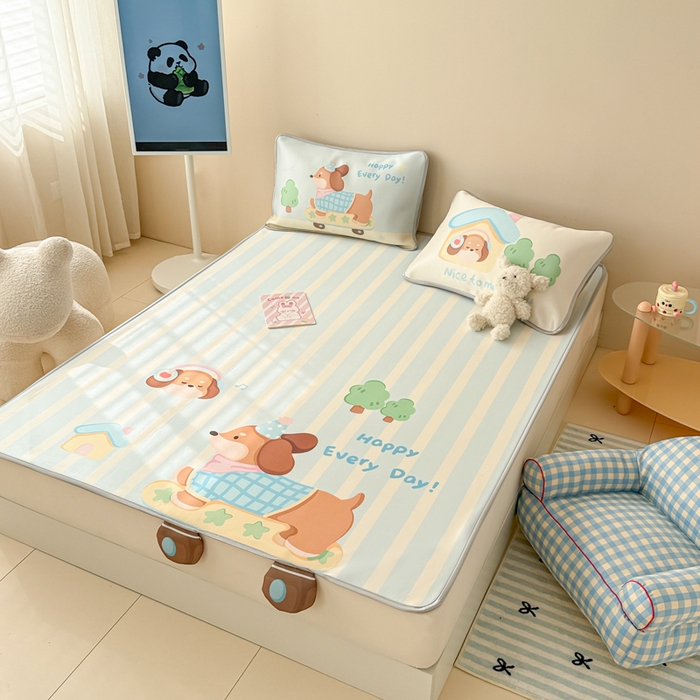 91家纺网 家纺一手货源 找家纺 慕尚家纺 2025新款凉感卡通工艺席 小腊肠