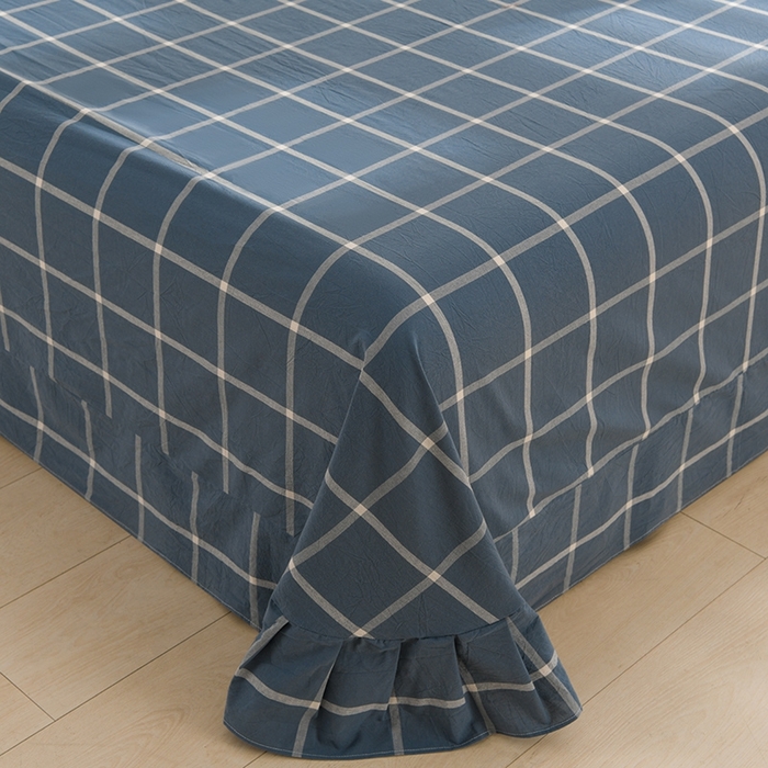 91家纺网 家纺一手货源 找家纺 润淳家居 2025新款A类全棉水洗棉四件套三件套 马卡龙 大格灰