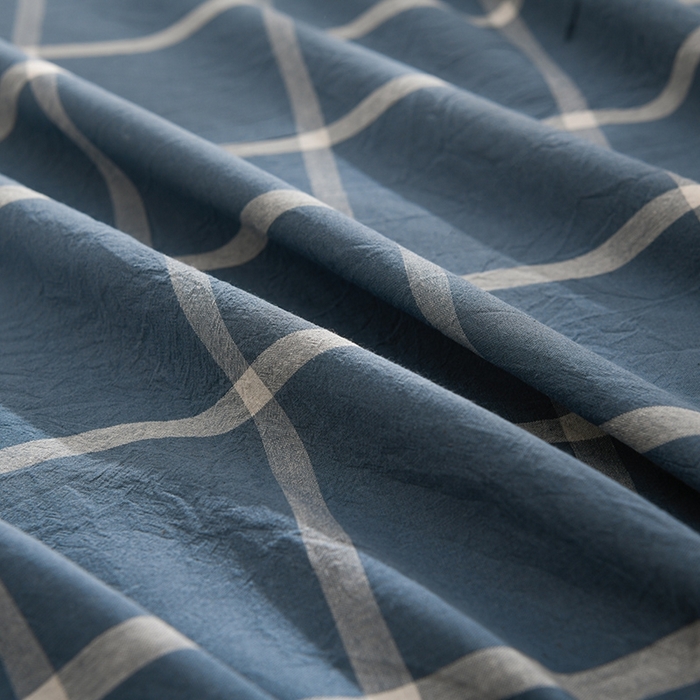 91家纺网 家纺一手货源 找家纺 润淳家居 2025新款A类全棉水洗棉四件套三件套 马卡龙 大格灰