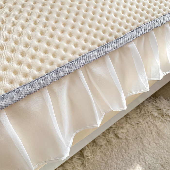 91家纺网 家纺一手货源 找家纺 眠势力 2025新款华夫格花边床笠豆豆凉席款夏季凉感床垫保护套 （提供买家秀） 奶昔米