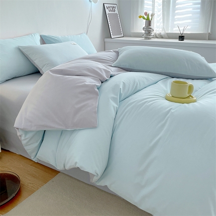 91家纺网 家纺一手货源 找家纺 （总）798家纺 2025新款全棉13070纯色双拼系列单被套场景二