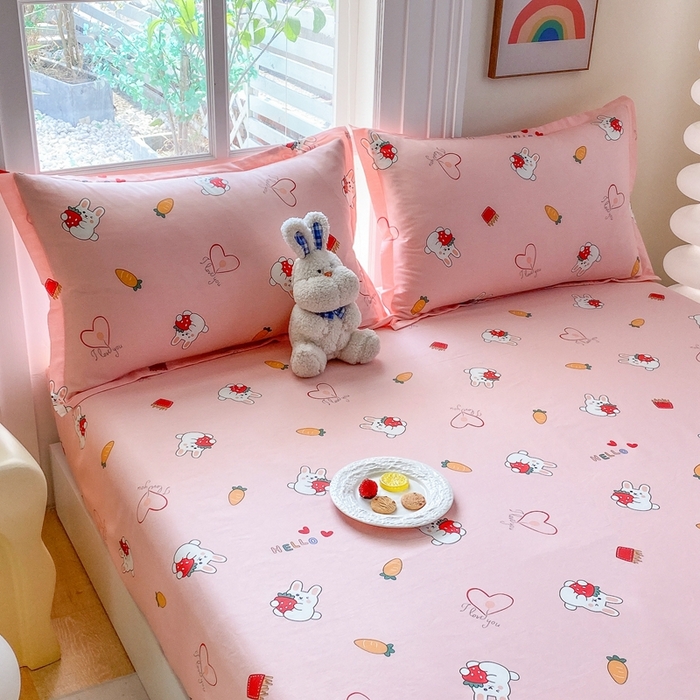 91家纺网 家纺一手货源 找家纺 凌云2025新款13372A类全棉床笠    水果兔