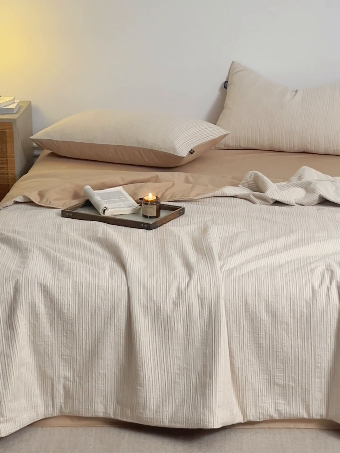 91家纺网 家纺一手货源 找家纺 2025新款原创侘寂系列全棉夏被-夏被四件套 茉系米咖