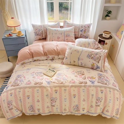 91家纺网 家纺一手货源 找家纺 （总）798家纺 2025新款全棉13370卡通印花四件套