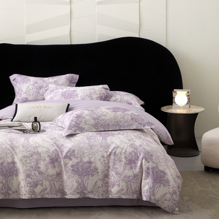 91家纺网 家纺一手货源 找家纺 2025春夏新款【奥斯汀】红金裸盖™棉全棉纯棉红金裸盖棉四件套 （标准号全网控价（折后券后）不低于199元） 奥斯汀-紫