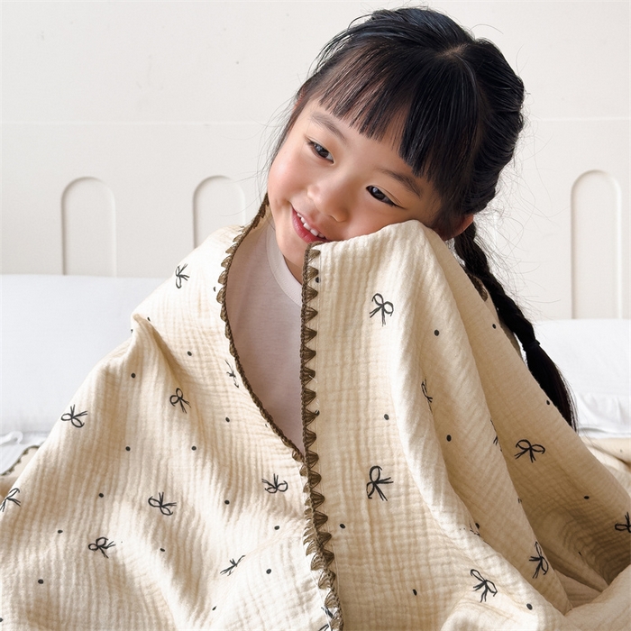 91家纺网 家纺一手货源 找家纺 （总）五月家纺 2025新款A类全棉双层纱布毯夏被毯盖毯双层纱浴巾毯