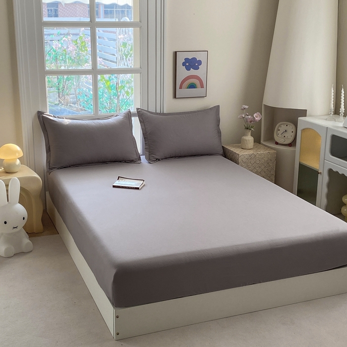 91家纺网 家纺一手货源 找家纺 凌云2025新款13372A类全棉床笠    简约灰