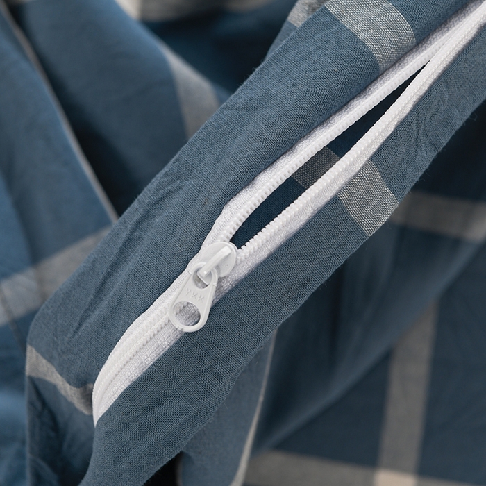 91家纺网 家纺一手货源 找家纺 润淳家居 2025新款A类全棉水洗棉四件套三件套 马卡龙 大格灰