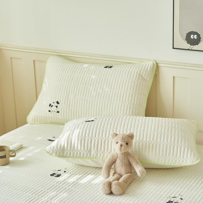 91家纺网 家纺一手货源 找家纺 子由家居 2025新款水洗邹邹纱小清新床盖 床盖-熊猫