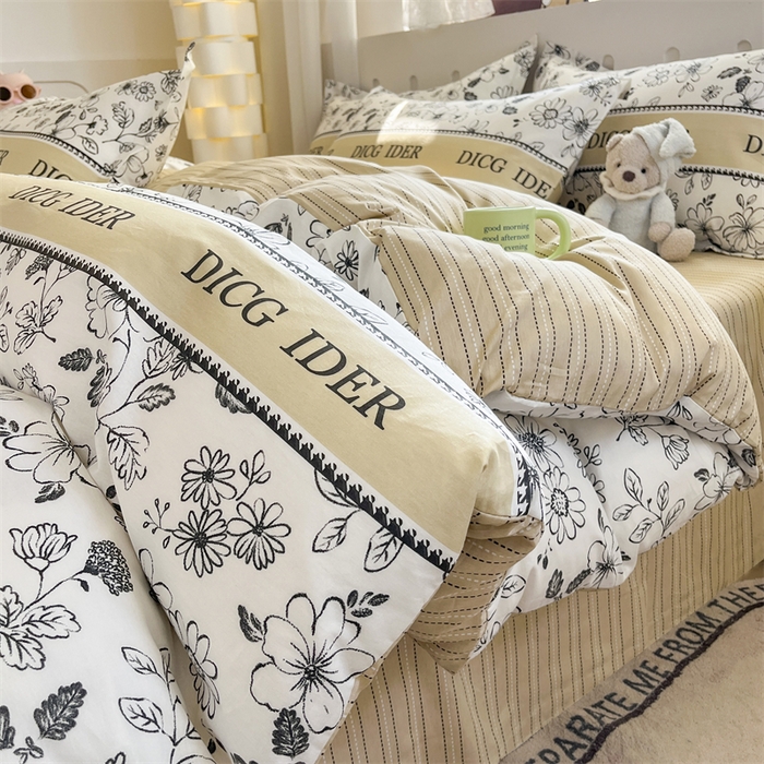 91家纺网 家纺一手货源 找家纺 （总）大吉 2025新款100全棉纯棉喷气小清新被套四件套纯棉三件套床笠四件套单被套单枕套