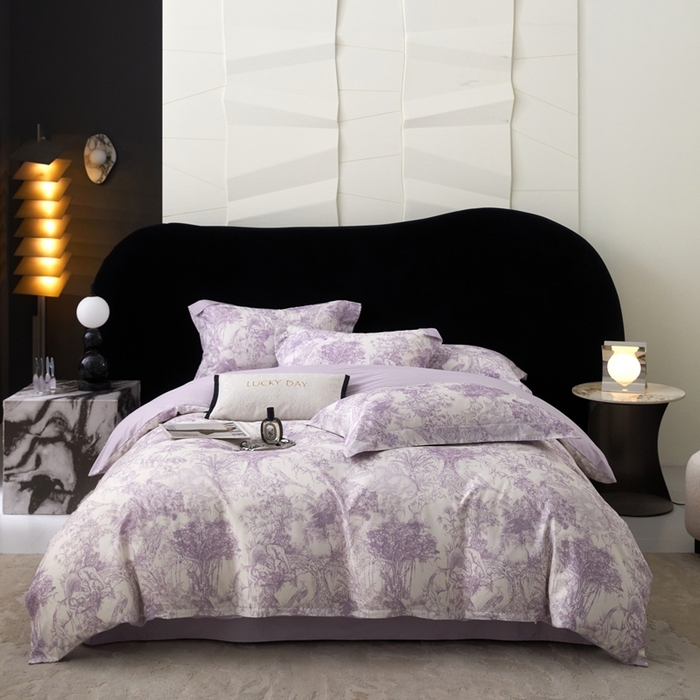 91家纺网 家纺一手货源 找家纺 2025春夏新款【奥斯汀】红金裸盖™棉全棉纯棉红金裸盖棉四件套 （标准号全网控价（折后券后）不低于199元） 奥斯汀-紫