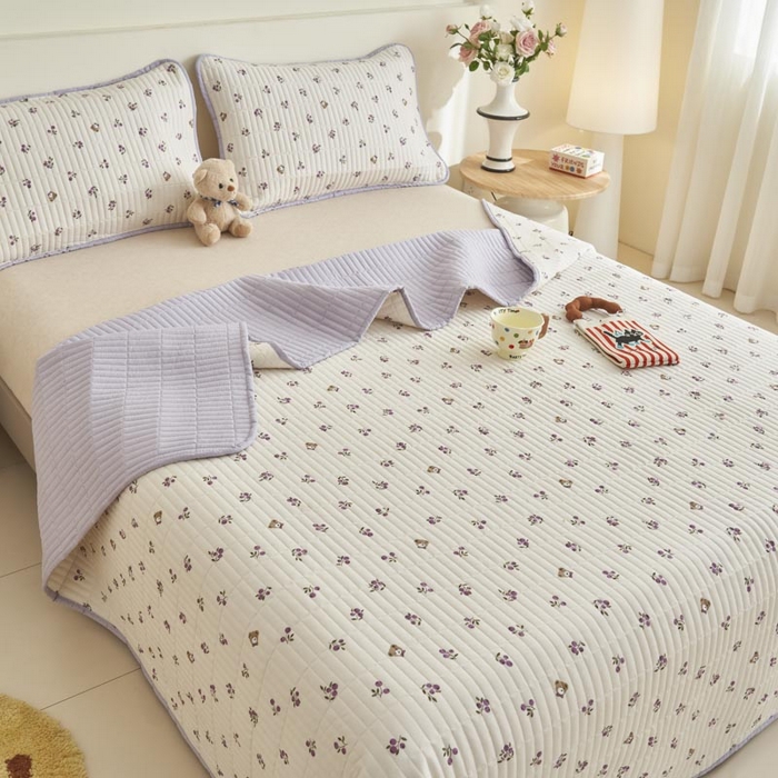 91家纺网 家纺一手货源 找家纺 子由家居 2025新款纯棉印花夹棉床盖 纯棉床盖-葡萄