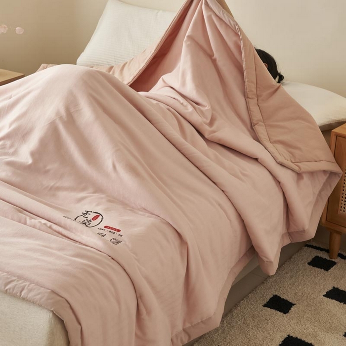 91家纺网 家纺一手货源 找家纺 子由家居 2025新款水洗棉原棉提花大豆夏被被子被芯 原棉-粉