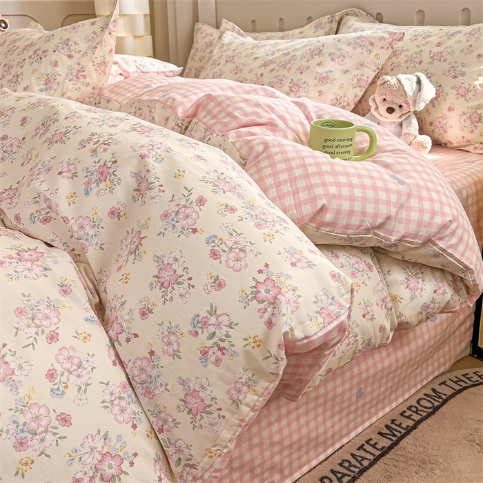 91家纺网 家纺一手货源 找家纺 大吉 2025新款100全棉纯棉喷气小清新被套四件套纯棉三件套床笠四件套单被套单枕套 梦幻花园