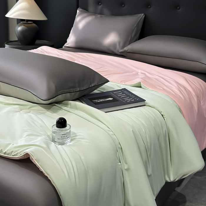 91家纺网 家纺一手货源 找家纺 子由家居 2025新款锦纶凉感大豆纤维夏被被子被芯 即刻凉感-水绿