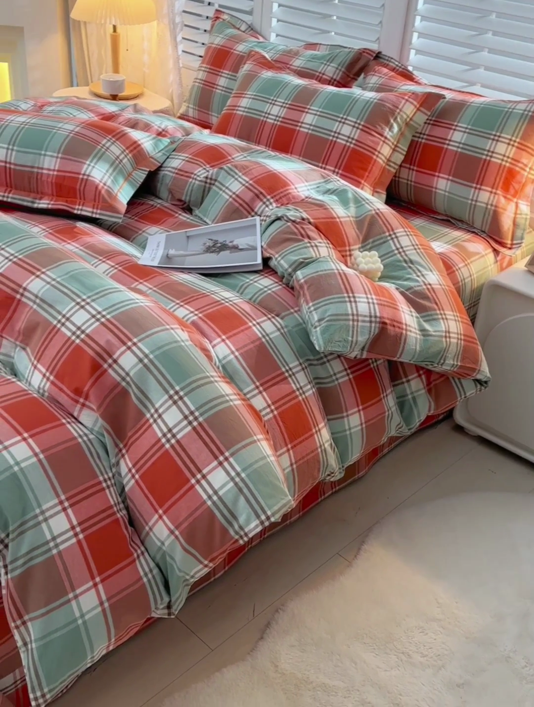 91家纺网 家纺一手货源 找家纺 润淳家居 2025新款A类全棉水洗棉四件套三件套 华沙格 桔