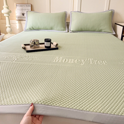 91家纺网 家纺一手货源 找家纺 （总）乐萱家纺 2025新款A类凉感豆豆席三件套PE中分子凉席乙纶凉席床笠