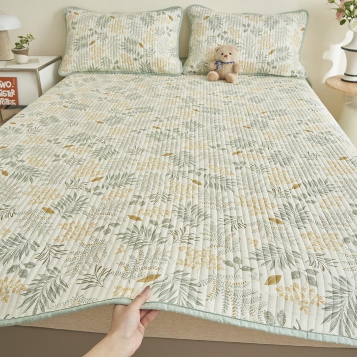 91家纺网 家纺一手货源 找家纺 子由家居 2025新款纯棉印花夹棉床盖 纯棉床盖-佰草集