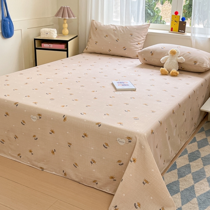 91家纺网 家纺一手货源 找家纺 莱通2025新款原棉老粗布床单 花心浪漫