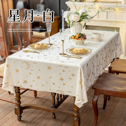 （总）南通大梧纺织 2025新款星月桌布-丽丝绒烫金