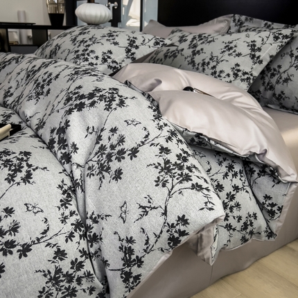 倾慕家纺 2025新款60S提花全棉四件套 爱玲说深灰